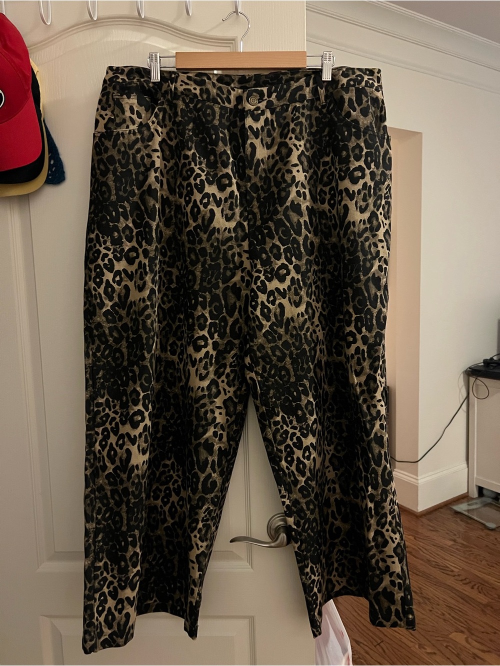 Cider Beige Leopard Print Wide Leg Pants